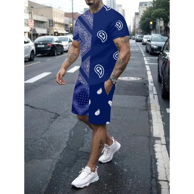 2024 Neue Mode Textur 3D-gedruckter Anzug Herren Übergröße Kleidung Kurzarm Shorts Herren Sportbekleidung Sommer Herren Freizeitanzug