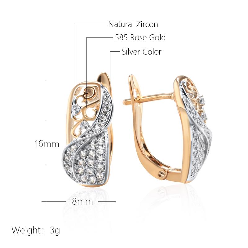 Mode Ethnische Muster Damen Ohrringe Roségold Farbe Mix Natürlicher Zirkon Englische Ohrringe Täglicher Feinschmuck
