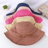 Folding Straw Hat With Large Brim, Women'S Bohemian Style Butterfly Rope Sun Hat Spring&Summer Vacation Hollow Breathable Hat