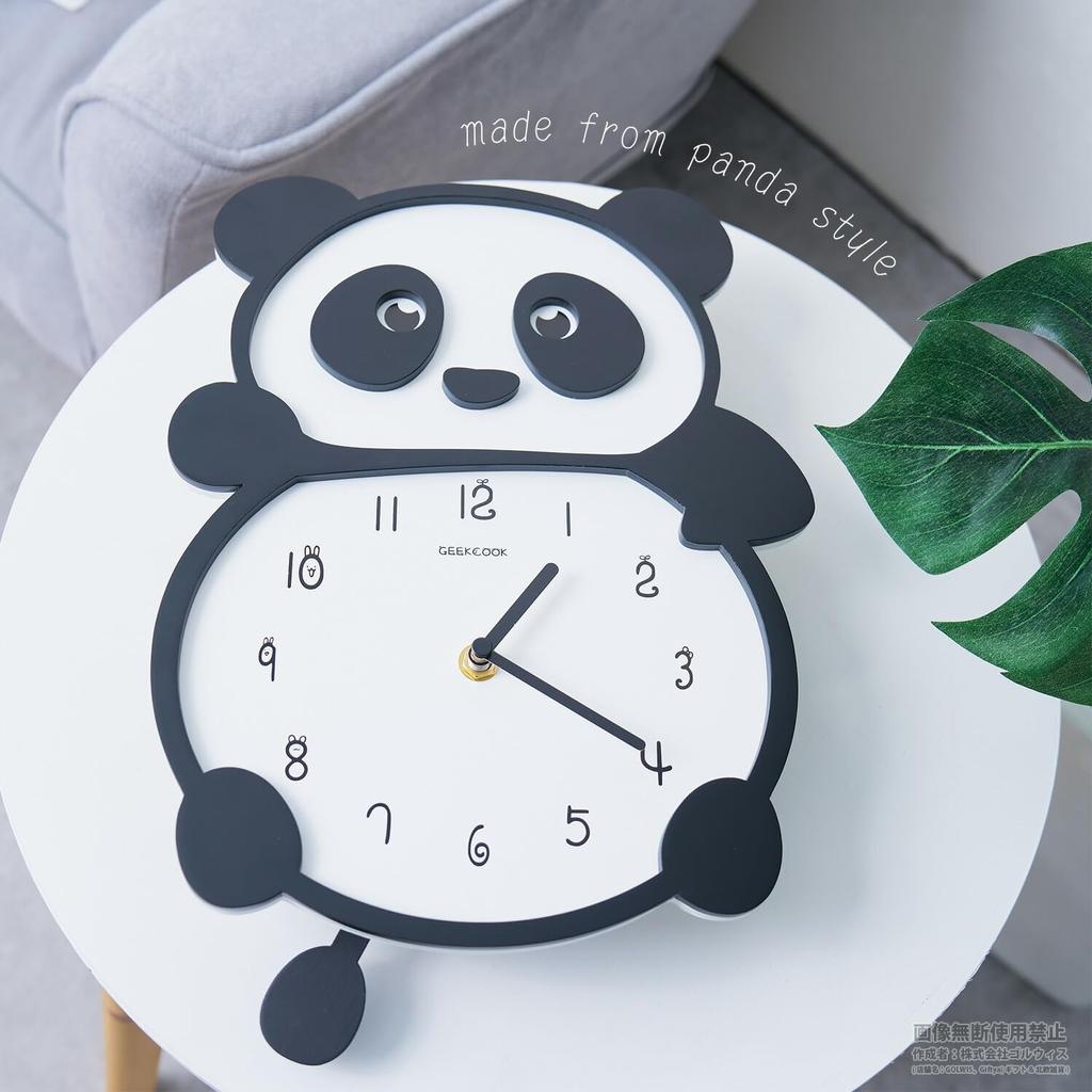 Golwis Panda Wall Clock, Cute Wall Clock with Pendulum, Stylish Animal Design, Nordic Style, Silent Analog Clock, Lightweight, Perfect Christmas Gift,