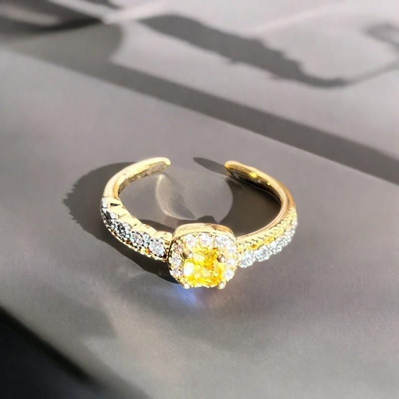 Yes, Touch The Blind Box Series, Colored Treasure Gypsy Open Ring, Wave Micro-Inlaid Zircon Light Luxury High-End Ring.