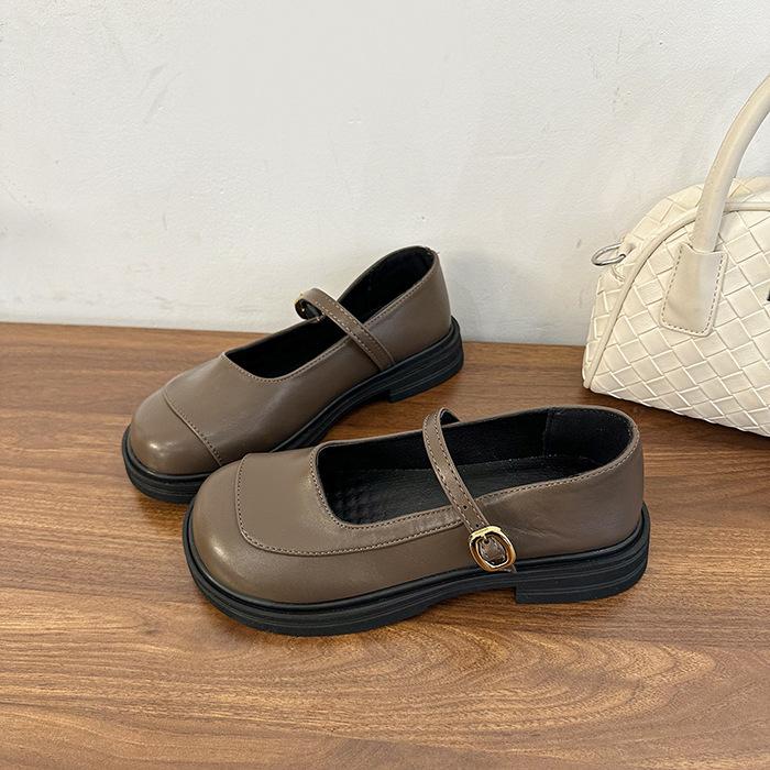 

French small leather shoes women s 2025 new autumn with skirt Mary Jane women s shoes gentle evening shoes flat shoes 40