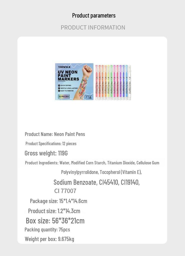 TORVIKX Neon Face & Body Paint Pens for Holiday Parties