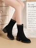 Fashion Black Chunky High Heels Women's Snow Boots Winter Fleece-lined Booties Comfortable and Elegant Fashion Ladies Shoes on Promotion