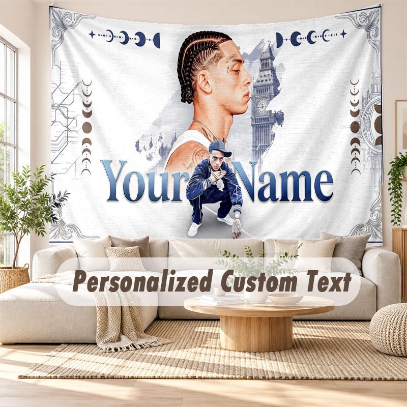 Custom Name Wall Hanging Tapestry,Central Cee Decorative Backdrop Tapestry For Dorm Home