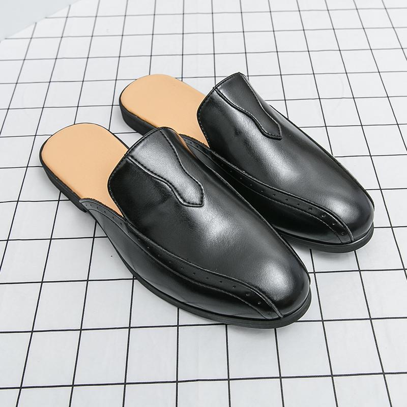 2026 Mules Halbschuhe für Herren Leder Ohne Fersenteil Freizeit Schuhe Große Größen 38-47 Semi-Drag Loafer Hausschuhe Offene Slides Sandalen