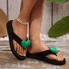 Fashion Women's Heart Shape Decor Wedges Slides Low Heel Clip-Toe Soft Bottom Slippers Weightlight Comfort Non-Slip Summer Sandals Mujer