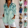 Camicia da Donna con Bottoni Manica Lunga con Stampa Grafica Top Blusa