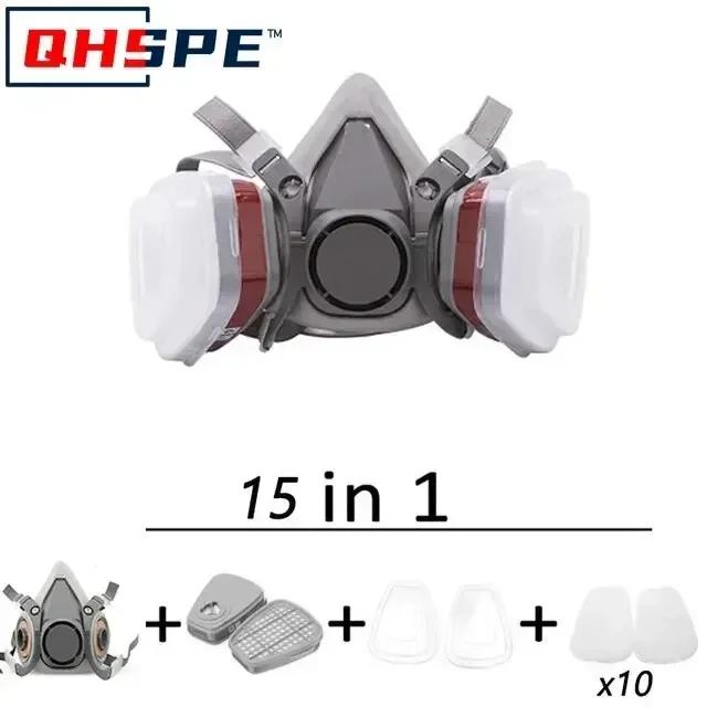 Filter 6200 reusable half-mask respirator with cotton filter goggles, suitable for painting, spraying, polishing, and workplace