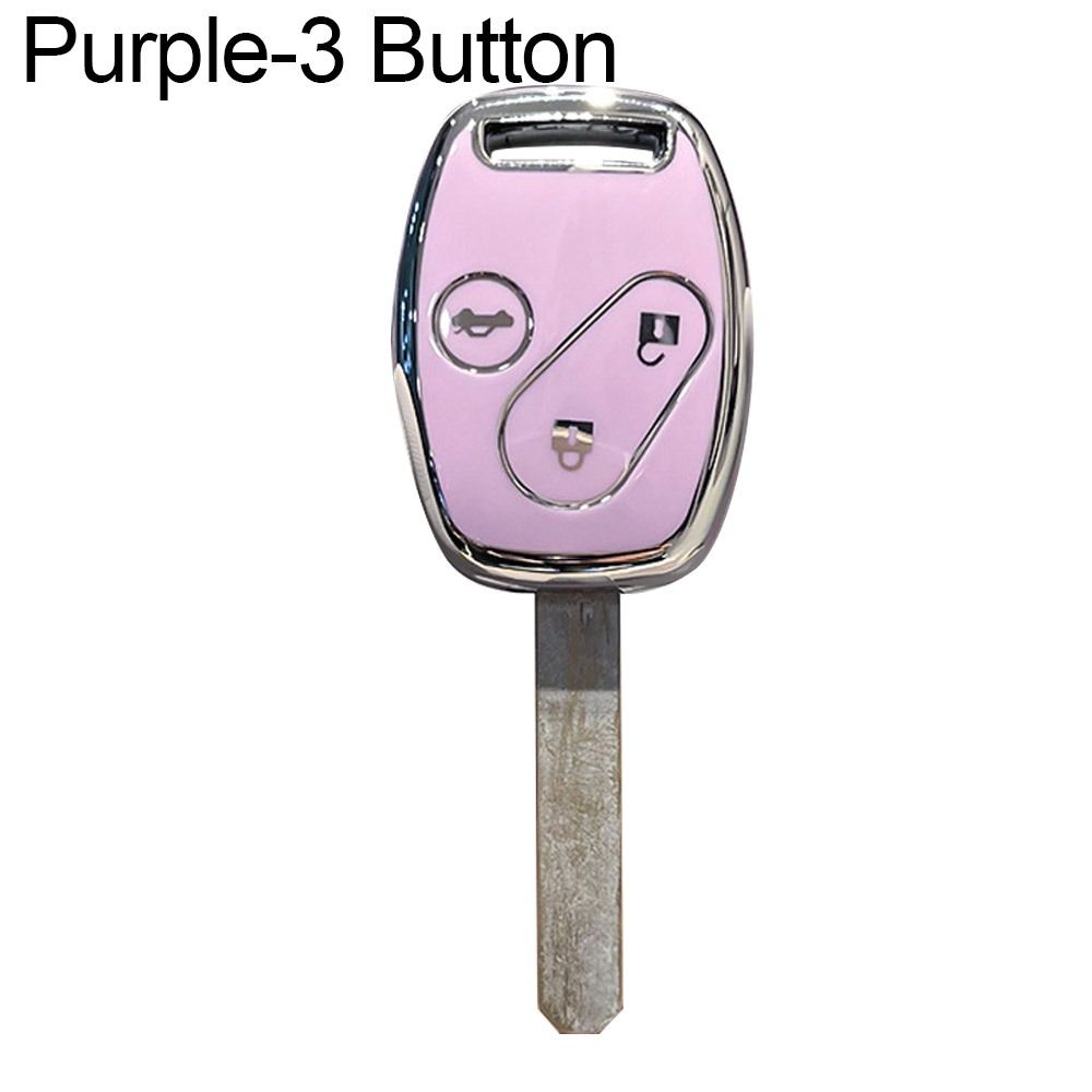 

Чехол для удаленного ключа с защитой ключа для Honda/Accord/Civic/CRV CR-V/Pilot/Insight/Ridgeline Purple-3 Button