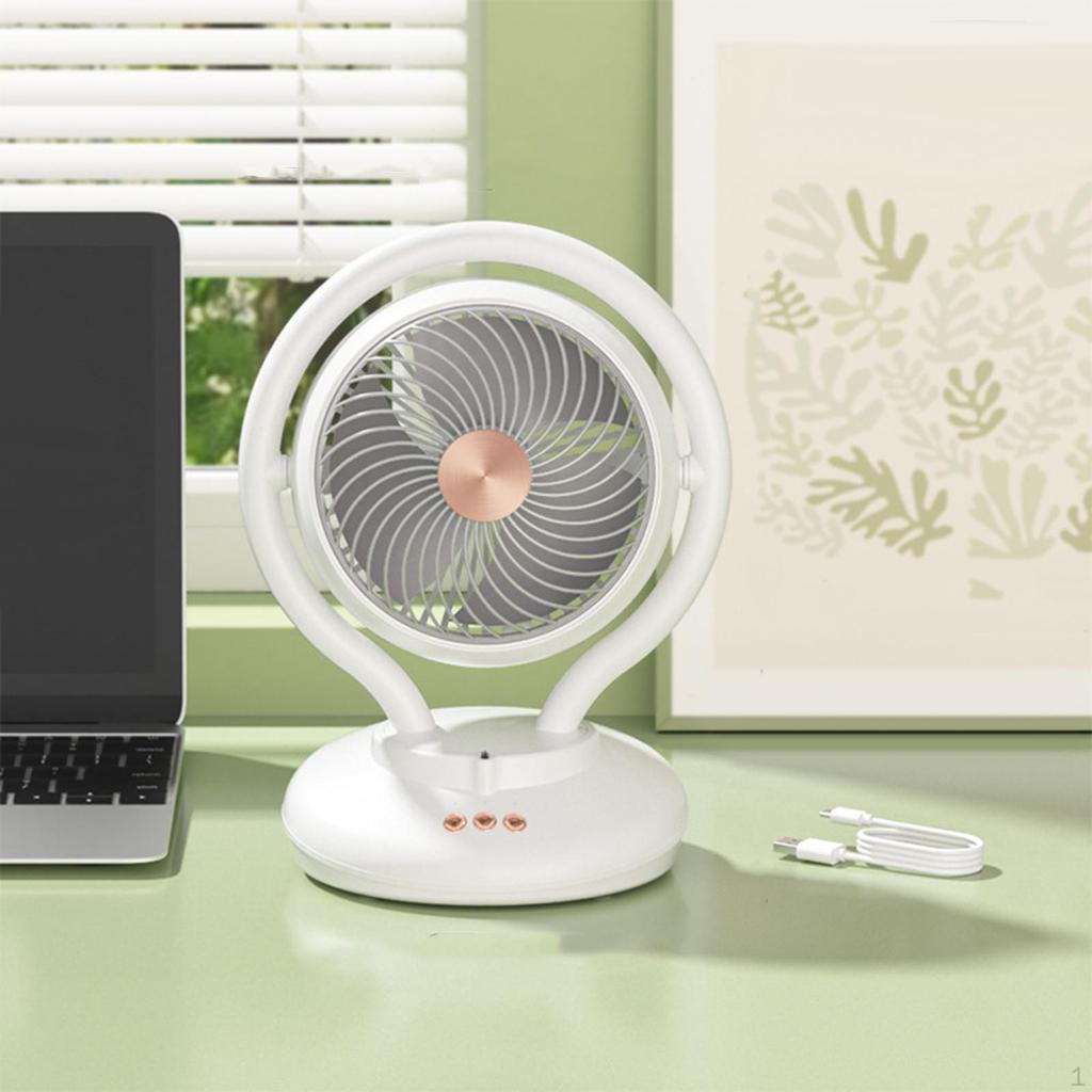 Desk Fan Table USB Powered 160° Adjustable Floor Rechargeable for Camping Travel