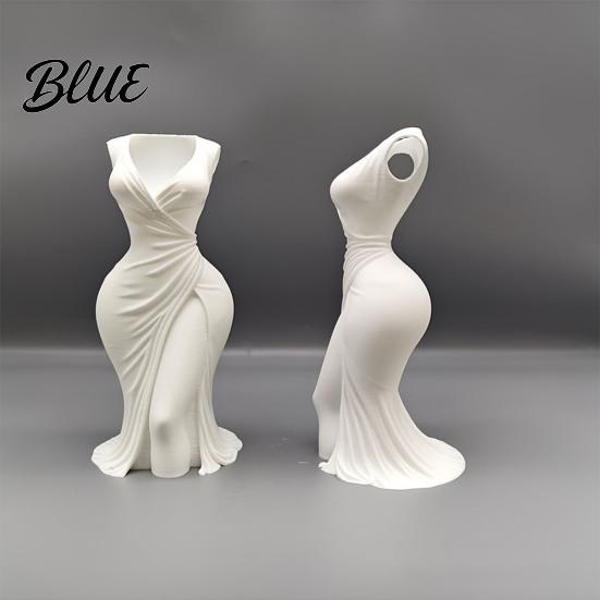 3D Printed Vase Elegant Dress-Style Vase Dual-Purpose Tabletop Decor with Flowing Pleated Skirt
