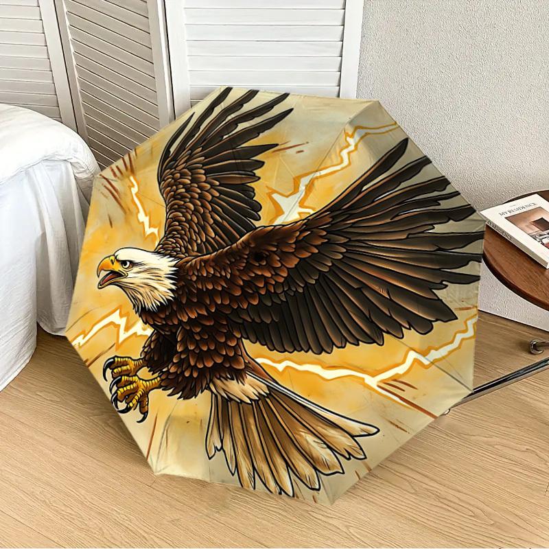 

1PC Eagle, Lightning Automatic 8-Bone Folding Umbrella - Durable Polyester & Iron Frame,Userfriendly Operation yy250929178