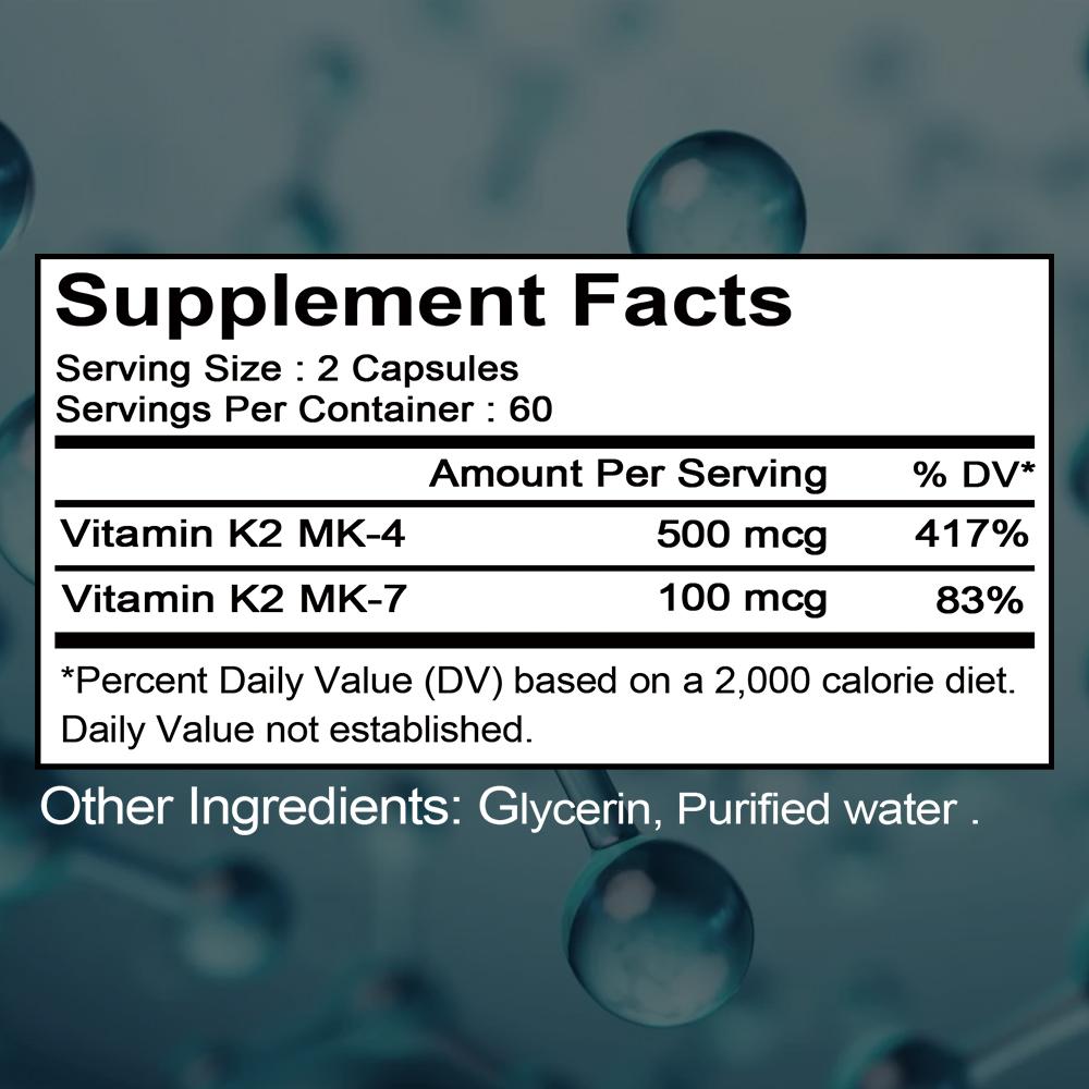 Vitamin K2 (Essential MK-4 + MK-7) 120 capsules to support bone health