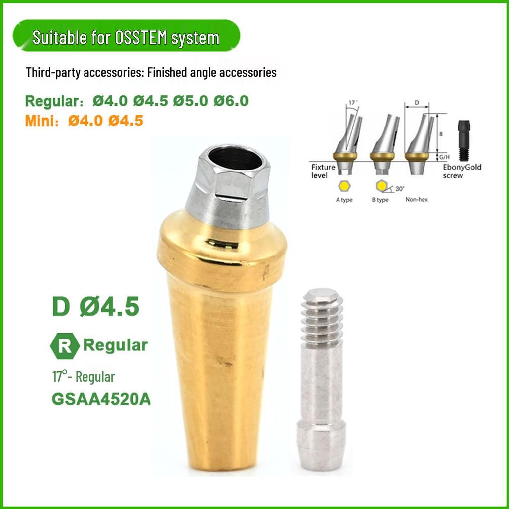 Kompatibler Titan-Basisaufbau für OSSTEM-Implantate: Abgewinkelte Einzelkronen-Restauration