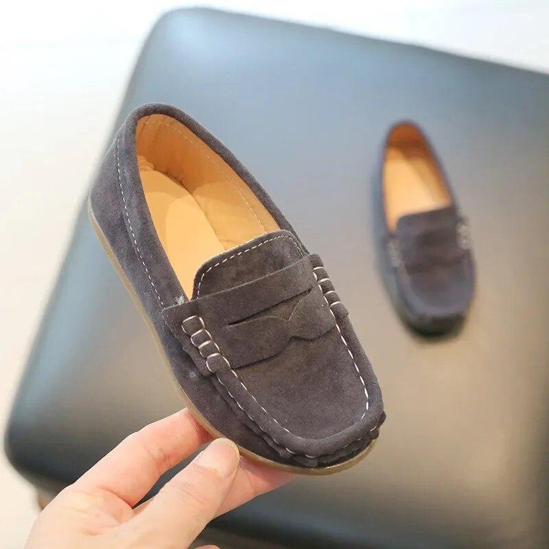 Modepojke Lädersko Enfärgad Mångsidig Barn Skola Causal Singelskor Andas Halkfria barn Slip-on Flat Loafers