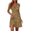 Ladies Casual Fashion V-Neck Sleeveless  Print Dress