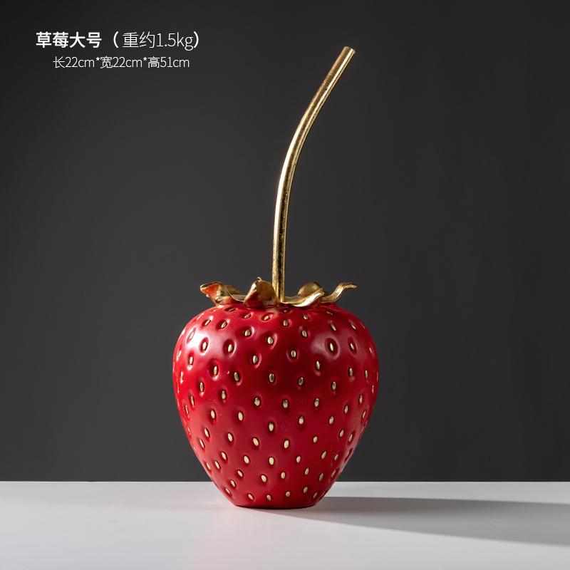 Simulation Strawberry Fruit Display Resin Crafts Gold Strawberry Figurine Decorative Figurines Home Decoration Accessories