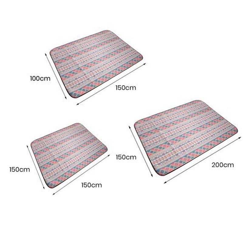 New Bohemia Retro Aluminum Film Base Foldable Picnic Blanket with Storage Rope Composite Process Camping Waterproof Damp-Proof Mat Outdoor Supplies