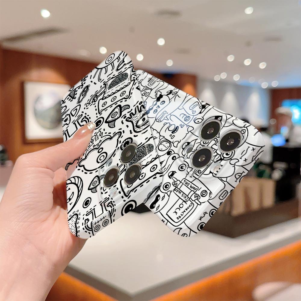 All-inclusive-Film-Telefonhülle, Cartoon-Modedesign, Hartschale, vollständige Abdeckung, stoßfeste Kamera-Schutzhülle für OPPO Realme OnePlus Infinix Tecno