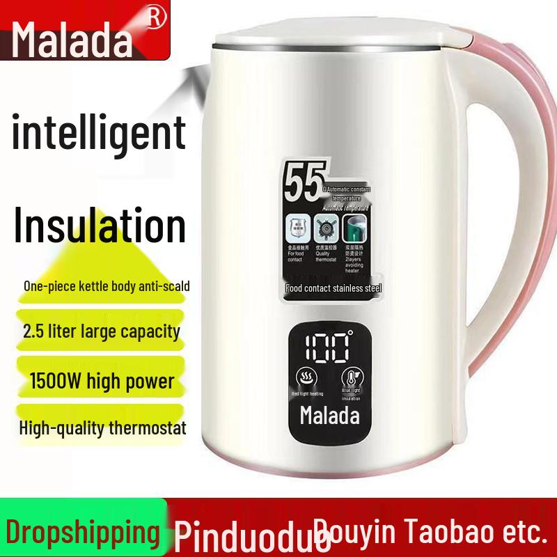 Wanlida Stainless Steel Electric Kettle - Keep Warm Function, Household Appliance