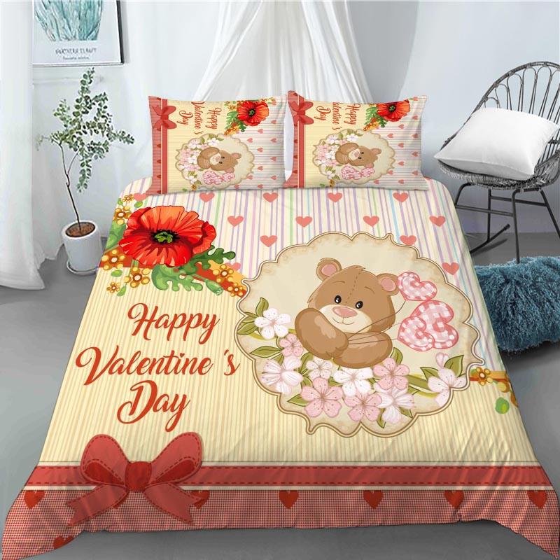 3D Red Poppy Duvet Cover King Queen Size Beautiful Flower Polyester Quilt Cover with Pillowcases Kids Adults Home Bedroom Decor