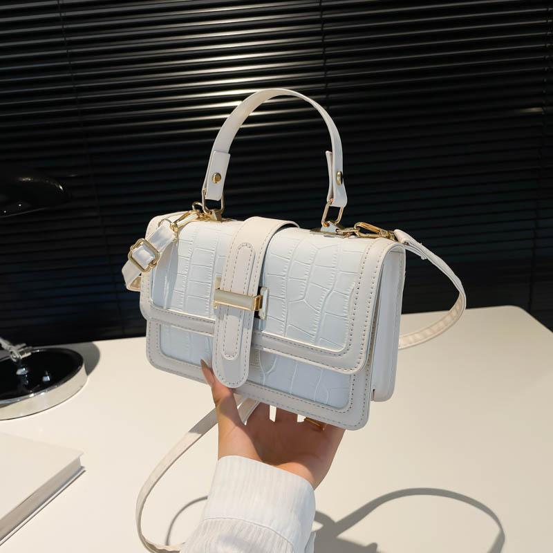 French Fashion Niche Design Portable Small Bag Women's 2025 Autumn New Crocodile Pattern High-value Small Square Bag