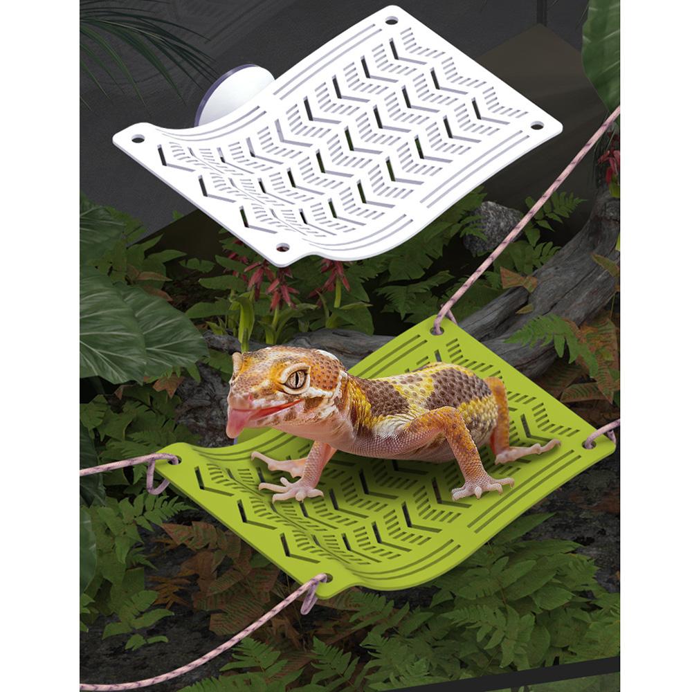 Suction Cup Lizard Climbing Hanging Bed with Rope Sun Mat Hammock Pet Cradle Crawler  Frogs