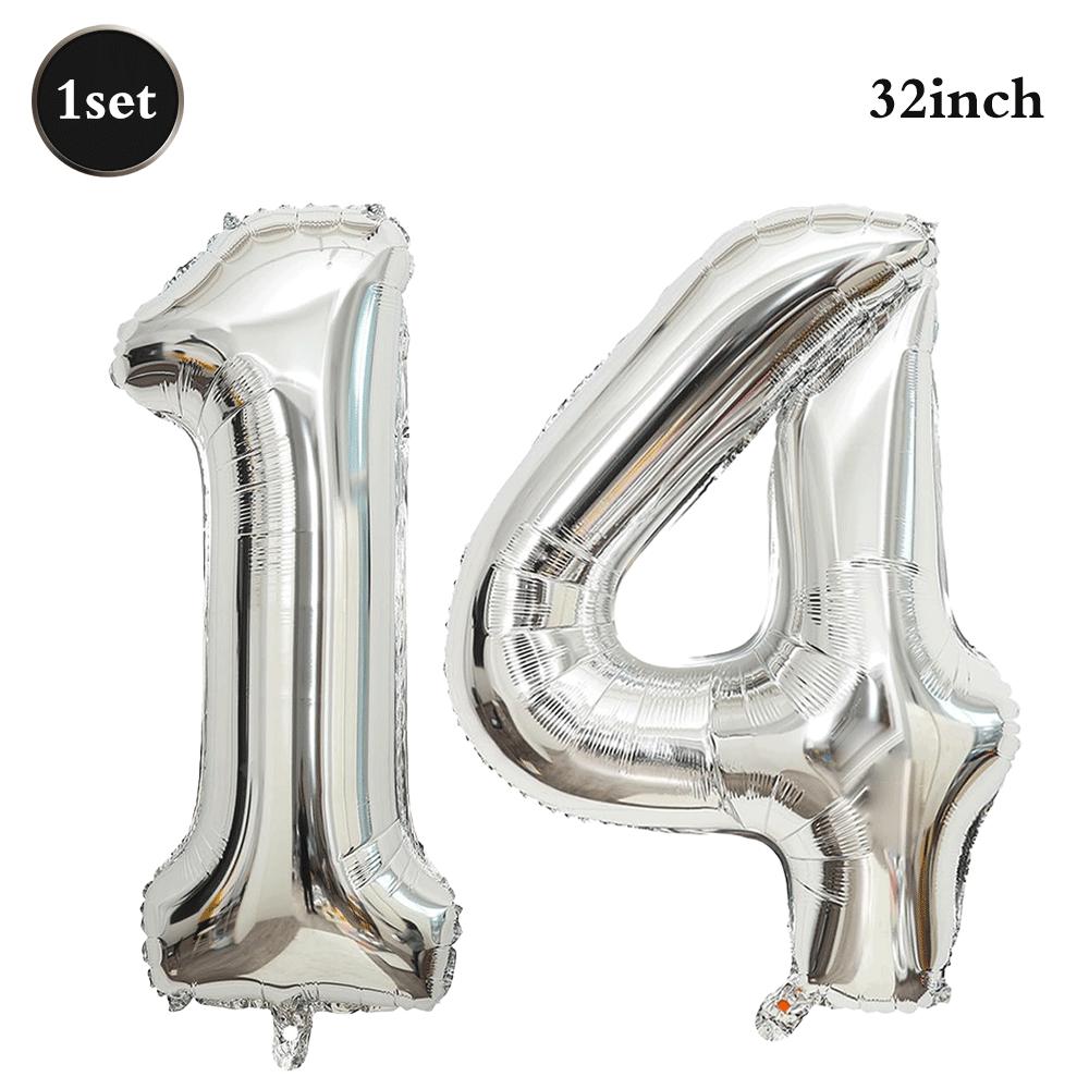32inch Silver Number Foil Balloons Large Digit 0-9 Helium Globos Happy Birthday Party Decor Wedding Anniversary Graduation 2026