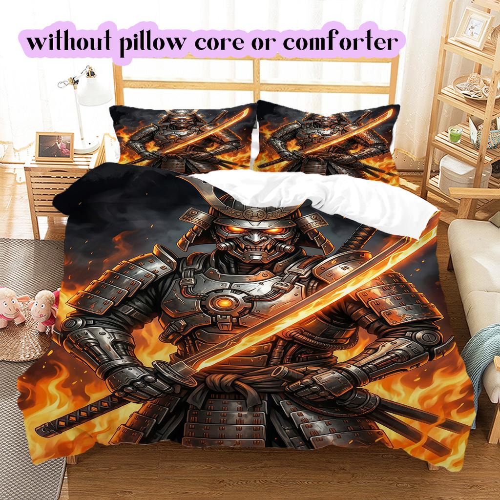 Fire and Death Pattern Bedding Quilt Set Quilt Cover Pillowcase Home Decoration Birthday Gift (1 * duvet cover + 2 * pillowcase, without core)