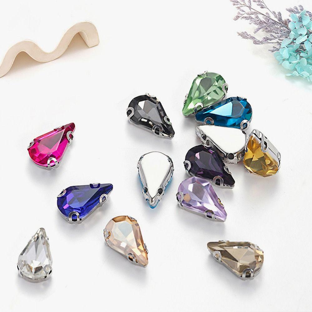 50 Stück/Packung Aufnähbar Glitzer Näh Strasssteine Wassertropfenform Diamant Perlen Verzierung Für Handarbeiten