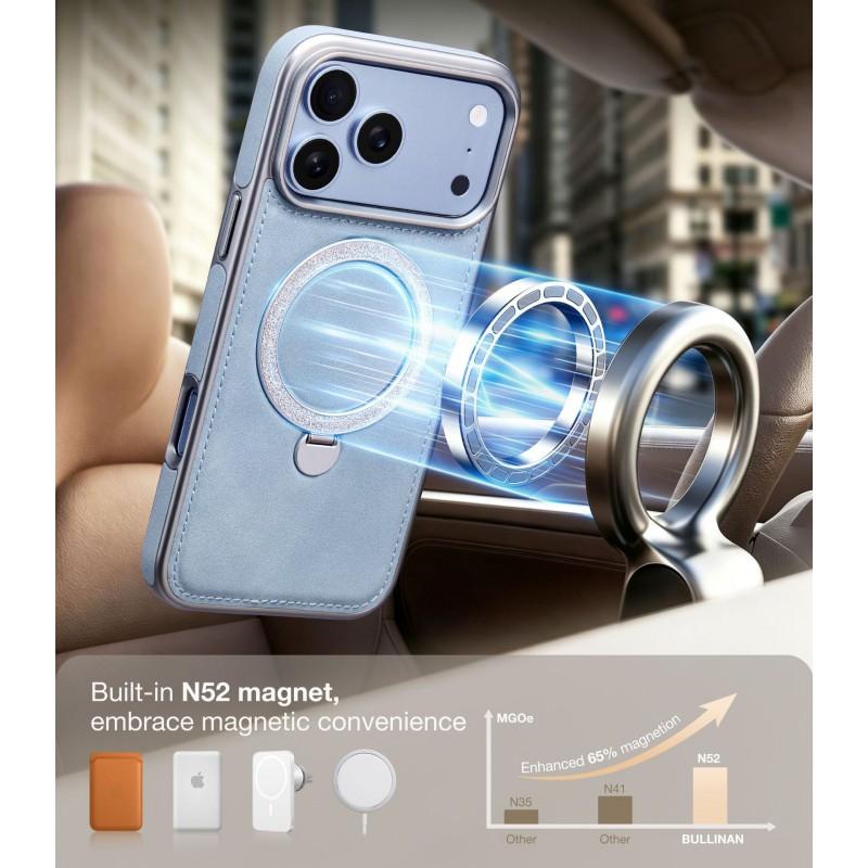 Leather Phone Case IPhone 18 Pro Max Glitter Electroplated Frame Magnetic Rotating Stand Shockproof