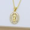 Virgin Mary Of The Cross Zircon Glossy Heart Love Copper Gold Plated Necklace Pendant Accessories