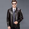 New thickened fur collar leather jacket velvet middle-aged and elderly with autumn and winter coat dad leather brand leather jacket men