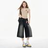 Fashion Spring Blue Black High Waist Hot Girl Loose Wide Leg Cropped Capri Denim Pants For Women Versatile Slimming FigureFlattering Daily Bottoms