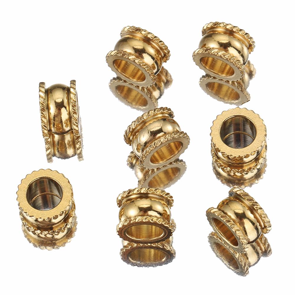20pcs Hole 5mm Stainless Steel Spacer Beads Gold Color Hub Charm Loose Beads for Bracelets Necklace Leather Jewelry Making DIY