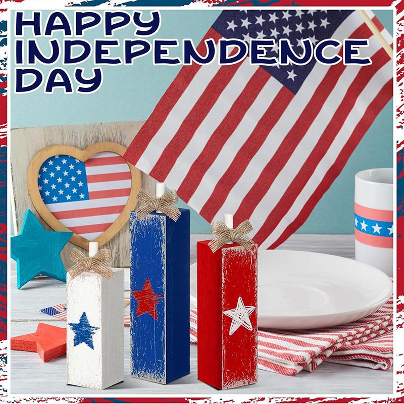 1PC Home Ornaments Wooden Tabletop Decorations American Flag Crafts Wood