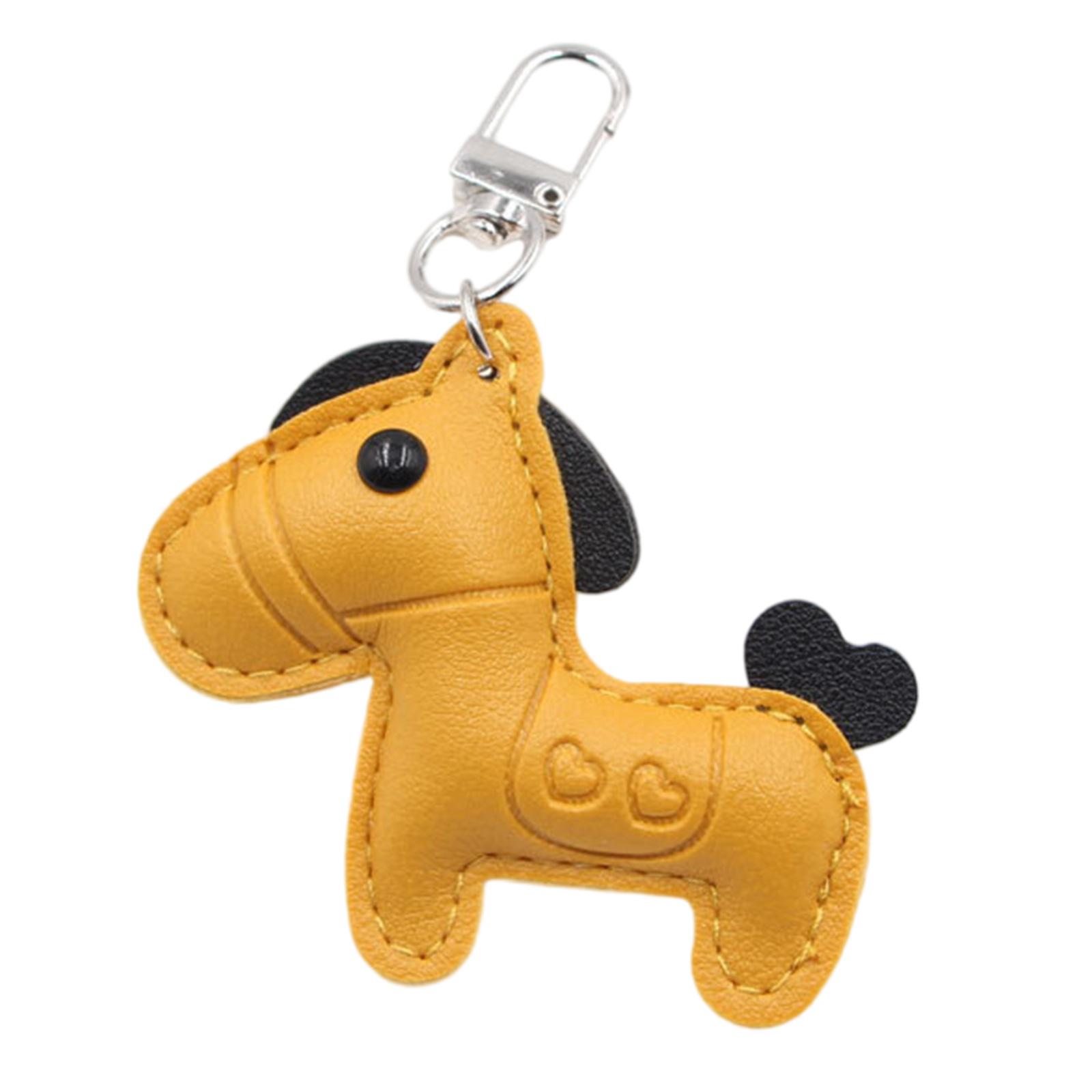 Stylish Leather Key Chain with Embossed Equine Pattern Suitable for Bag Charm Car Keys or Fashionable Accessories жёлтый