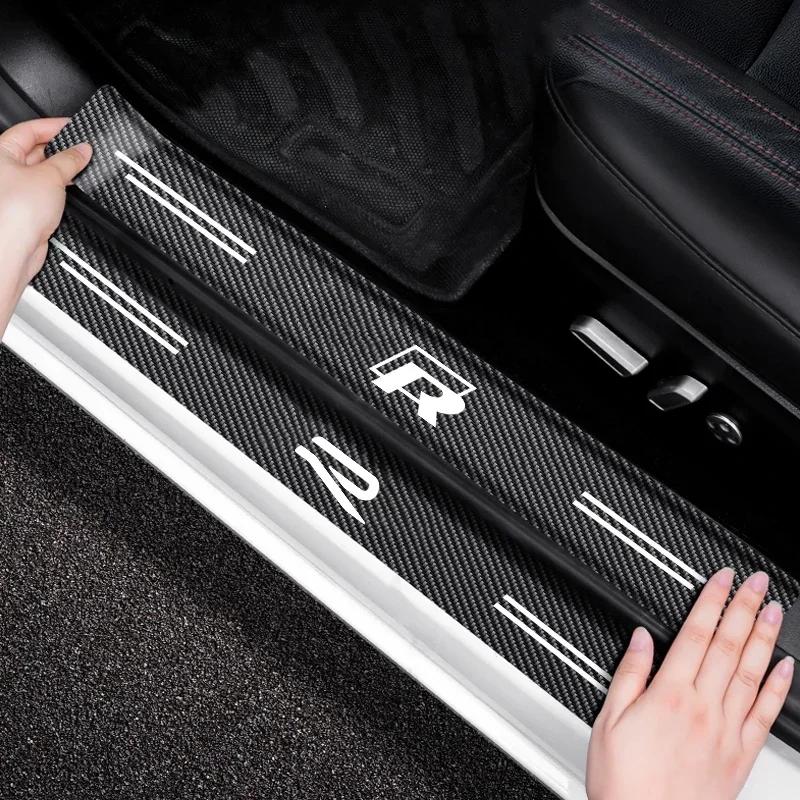 RFKNG1 High-quality Carbon Fiber Car Door Sill Protector Sticker For VW Rline Arteon Jetta Atlas Eos Caddy GTD Sharan Transporter