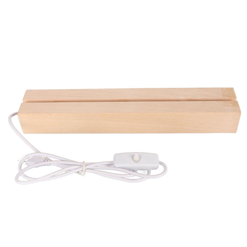 Rechteckige LED-Lichter Display-Basen Warmes Licht USB-Schnittstelle Holz Kunst Lichter Display Sockel für Kristallglas Acryl