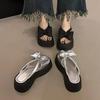 Outdoor Wear Fashion Popular Versatile Round Head Muffin Shoes Summer 2025 New Bow Thick-soled Beach Cool Slippers