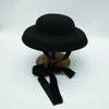 French Retro Lace-Up Black White Black Edge Woolen Woolen Small Pot Hat Women'S Autumn And Winter Felt Top Hat Photo Hat