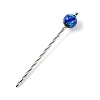 Sea Drop Kanzashi Hairpin with Luminous Firefly Glass, Blue 22mm Bead, Glow-in-the-Dark, Single Prong, Japanese Style Hair Accessory for Yukata,