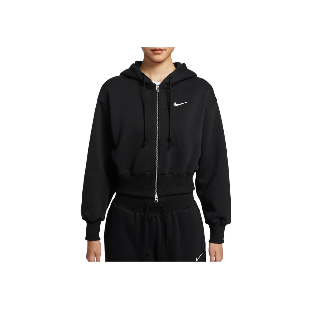 Nike Loose Short Hooded Zip Long Sleeve Jacket Women Jackets Black HJ0941-010