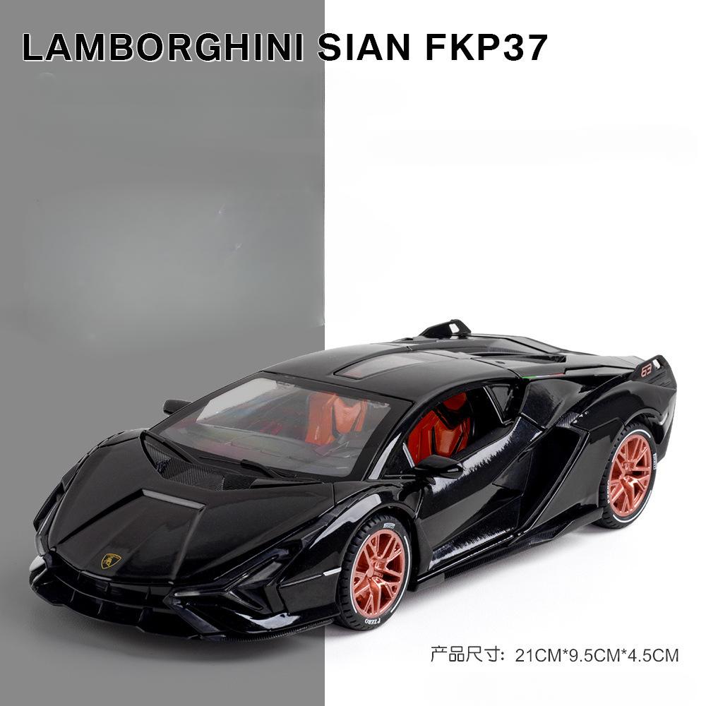 

1:24 Lamborghini SIAN FKP37 sports car Diecast Metal Alloy Model car Sound Light Pull Back Collection Kids Toy Gifts