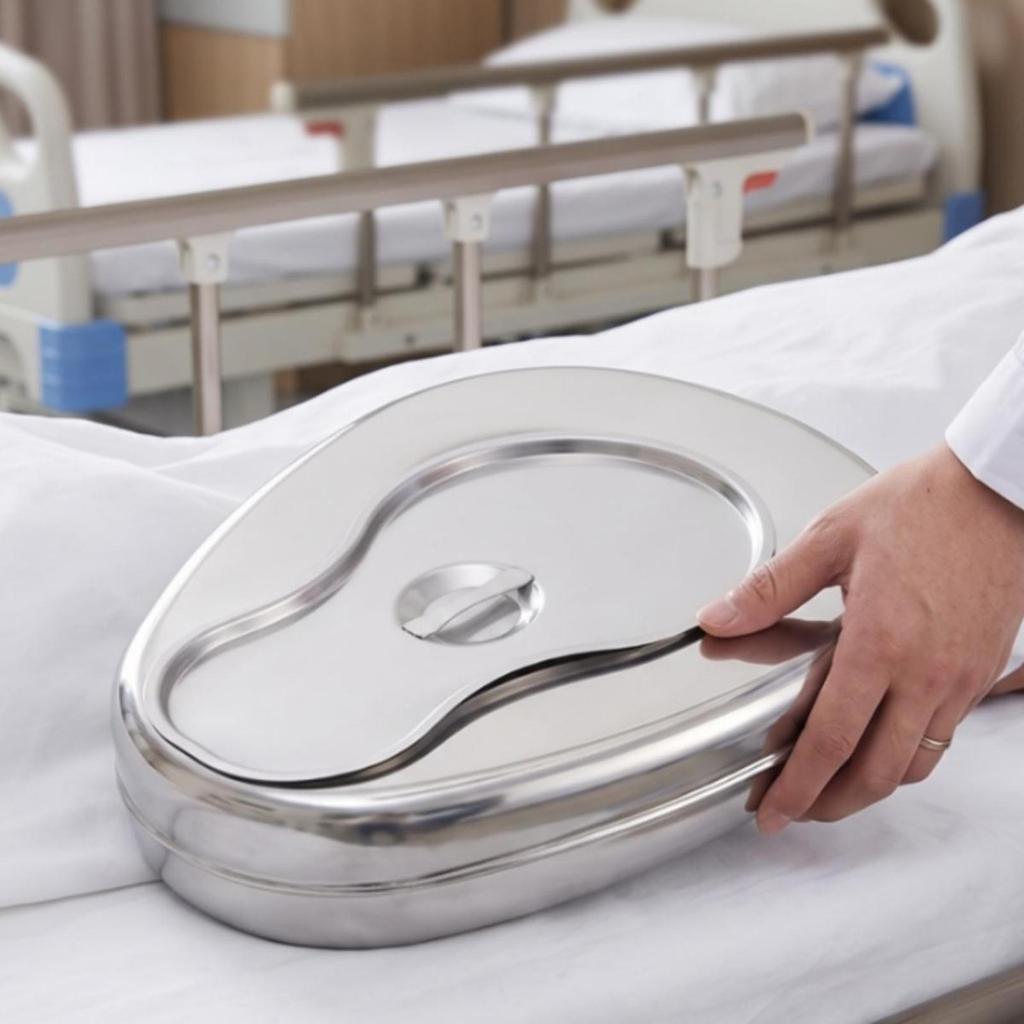 Bacinella da comodino riutilizzabile in acciaio inossidabile resistente per pazienti allettati