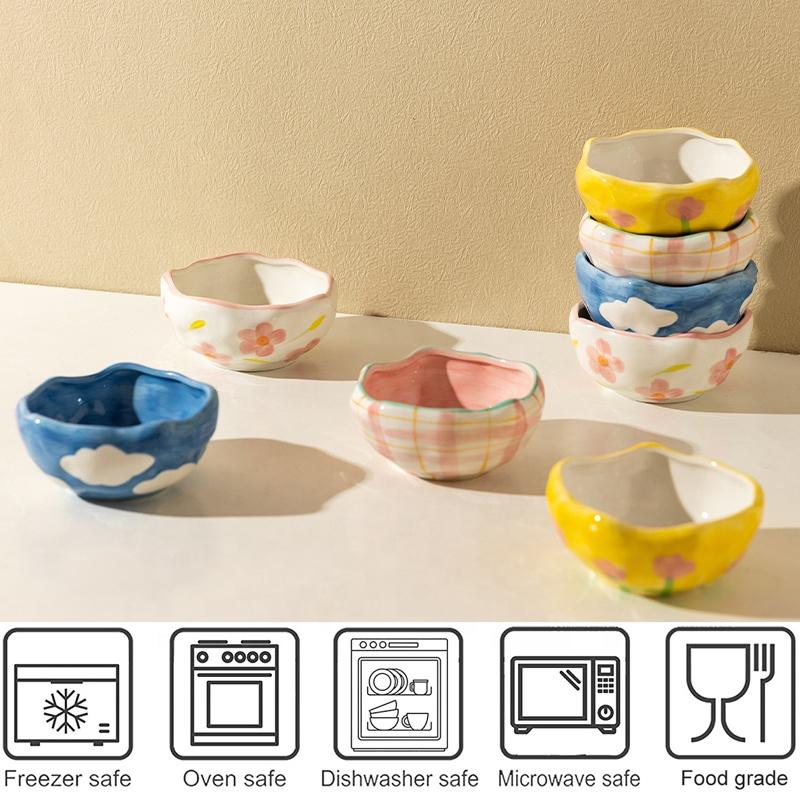 Flower Dessert Bowl Ceramic Salad Snack Bowl Breakfast Oatmeal Kitchen Cereal Rice Soup Bowls