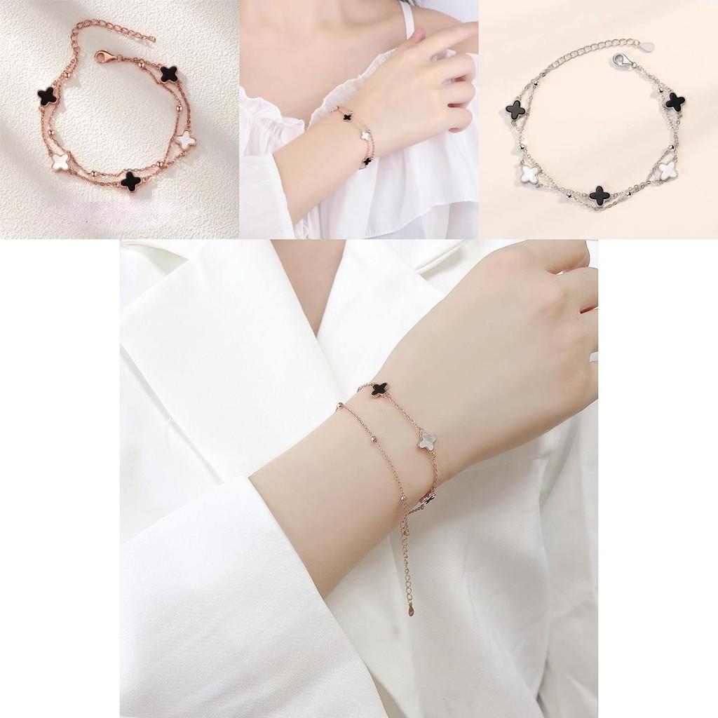 Clover Leaf Bracelet For Women Alloy Modern Jewelry Sleek Design Memorable Gift For Her