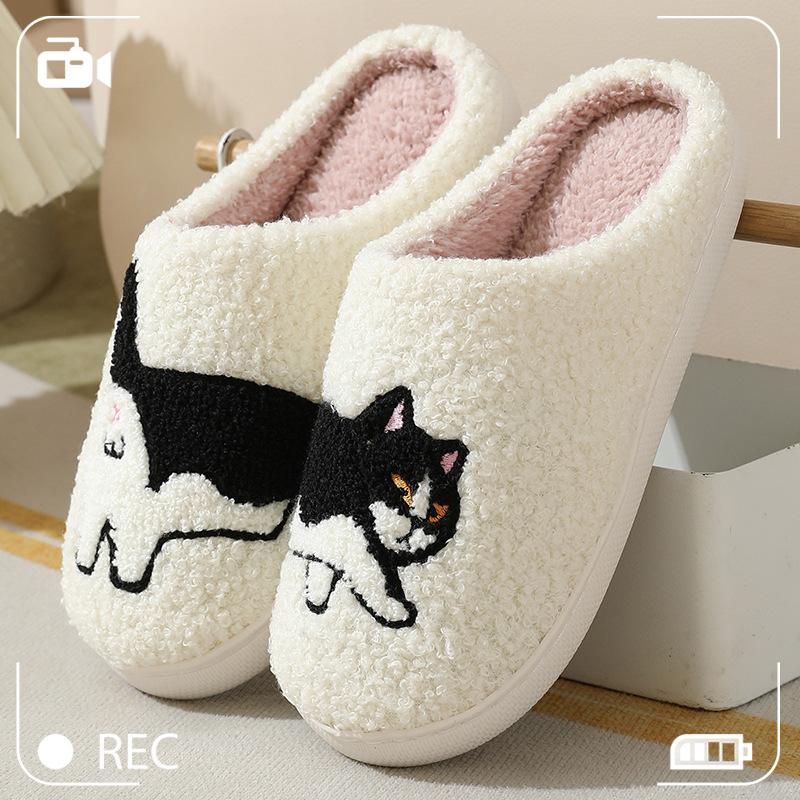 

New comfortable home cute cartoon kitten winter cotton slippers men and women couple warm indoor cotton slippers sole 44/45 suitable for 43-44 feet