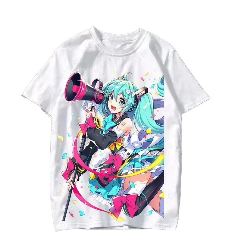 2026 Hot Selling Fashion New Anime Japanese Cartoon Characters Cute MIKU Summer Round Neck Top Pattern Tshirt Large - Men s S... S